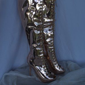 Liliana Rose Gold Lace Boots